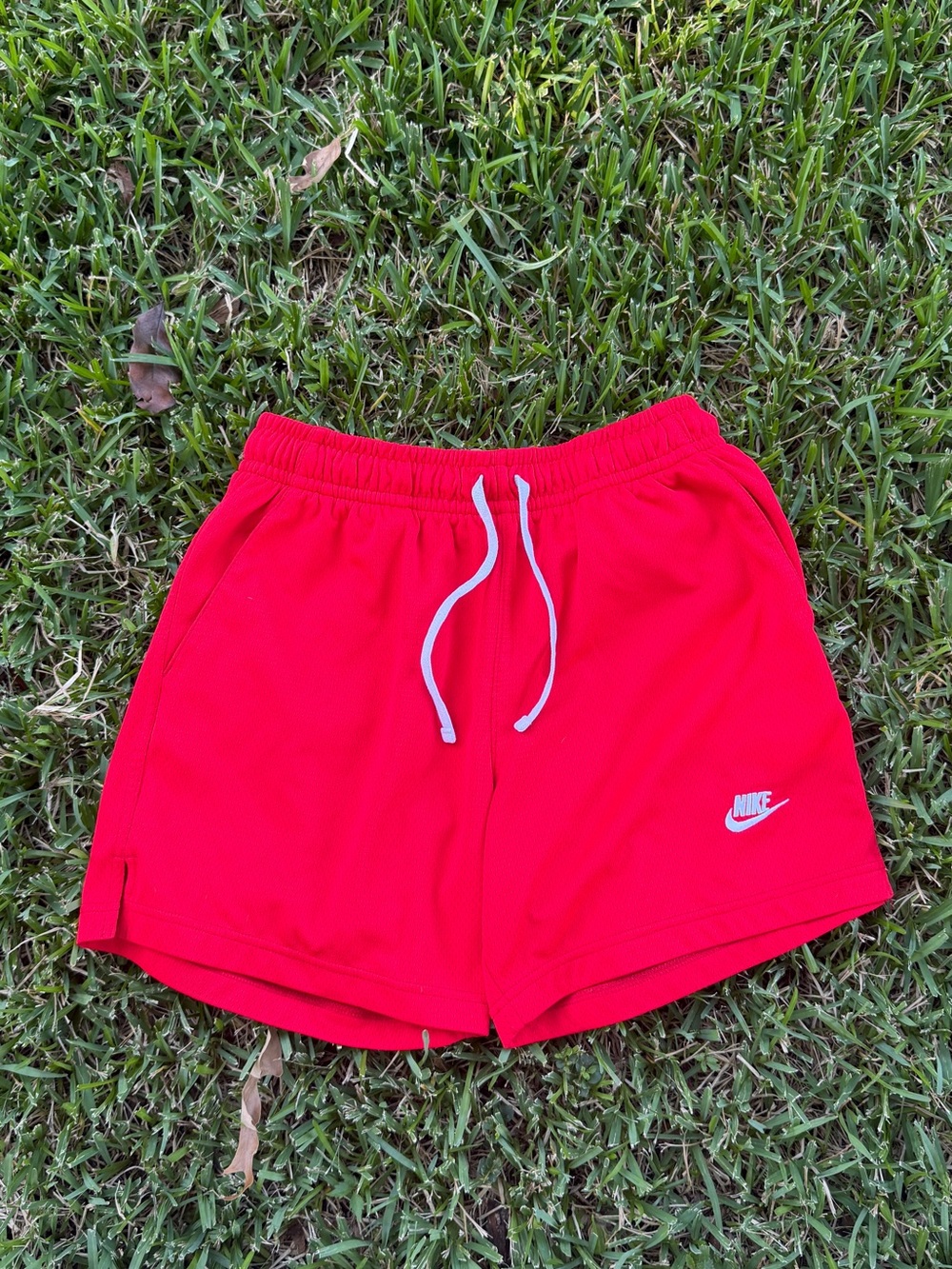Nike Women's Bright Red Athletic Shorts with White Drawstring